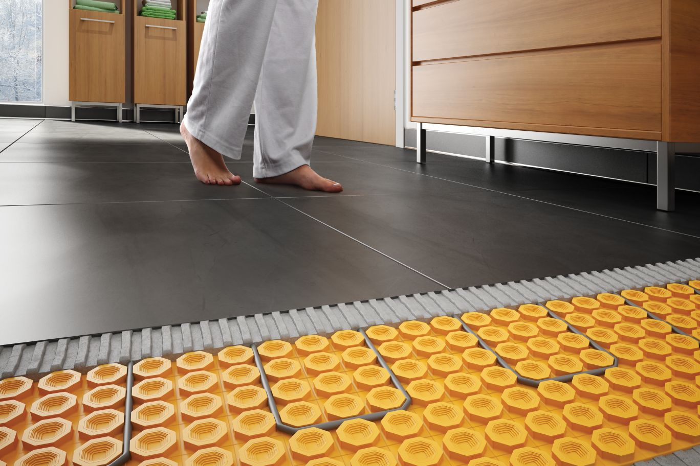 Ditra Heat floor installation - Markham Tiles